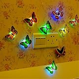 panniuzhe 12 PCS LED Leuchte, Creative Blinklicht Colorful Schmetterling Nachtlicht Aufkleber Wand Aufkleber Lampe LED Deko Night Lights zufällige - 4