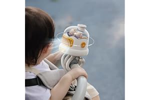 MainPi Ventilador Cochecito,Mini Ventilador Portatil Silencioso con 3 Velocidades y luz Nocturna LED,Recargable Ventilador USB para Cochecito con Trípode Flexible para Cochecito/Cuna/Camping/Coche