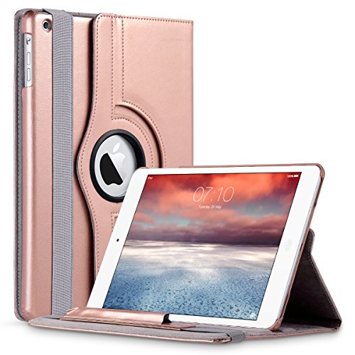 iPad Air Hülle, ULAK 360 Grad Rotierend Stand Smart Cover Case Schutzhülle Tasche Etui mit Auto Schlaf / Wach Funktion für Apple iPad Air/iPad 5th 2013 (Rosé Gold) - 3