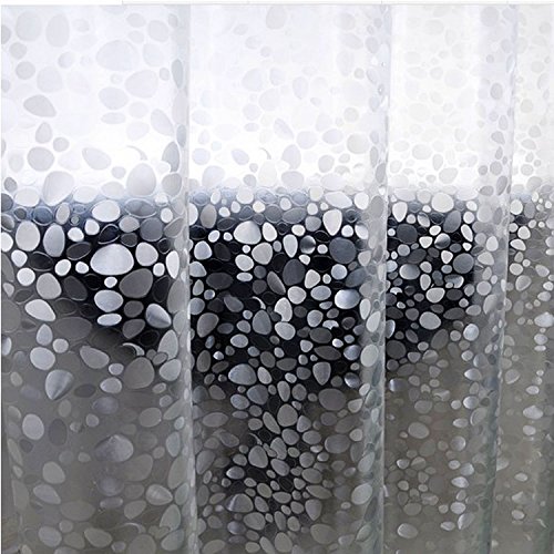 LIVEBOX Halbtransparenter PEVA-Duschvorhang, 182,9 x 182,9 cm, wasserdicht und schimmelfest, stylisches Muster, Crystal Stone, 72″W x 78″H - 2