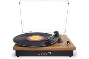 PRIXTON Tocadiscos de Vinilo Vintage con Bluetooth Studio TS420, Reproductor y convertidor de vinilos, Bluetooth, USB, Tarjeta SD, Radio, 2 Altavoces Incorporados, Tapa Antipolvo, Color Madera