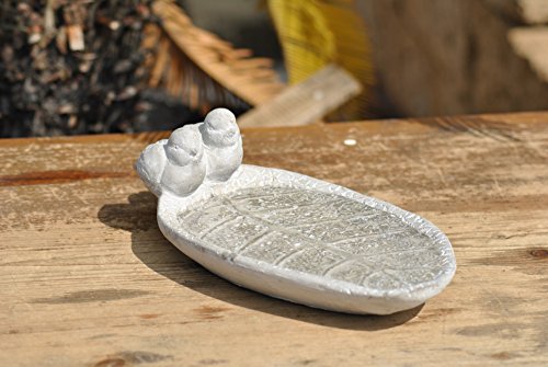 Vogelbad mit 2 Vögeln,kleine Vogeltränke,aktuelles grau,28cm lang