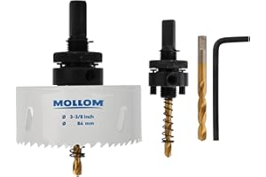 Mollom (86mm | 3-3/8") HSS M42 mit 8% Kobalt Bi-Metall-Lochsäge mit 2 Zentrierbohrern & Aufnahme, glatter Schnitt für PVC, Trockenbau, Holz, Kunststoff, Gipskarton, Gummiprojekte