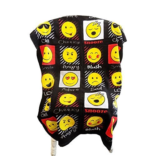 SMILEY FACES CHEEKY LOL CHILL BRIGHT FRESH 100% COTTON BLACK ABSORBANT POOL BEACH TOWEL 75 X 150CM