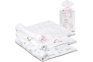 Interbaby Muselinas Bebe Algodon 80x80cm | Pack 3 Gasas para Bebes Recien Nacidos, Lactancia, Toalla, Manta | Muselinas Bebe Cómoda, Suave, Transpirable, Rosa