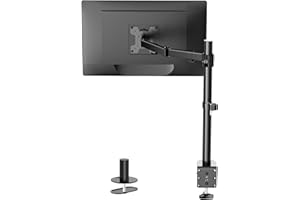 WALI Single Monitor Mount, Single Monitor Arm Desk Mount, Desk Monitor Stand, hält Bildschirm bis zu 27inch, 22lbs, verstellbare Halterung mit C-CLAMP für Home Office Application(M001), Schwarz