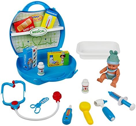 Doctor Set Mini Medicine Box, Medical Kit Set, Nurse Set with Small Doll for Kids over 3 Years Old