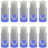 10pcs 4GB USB 2.0 Flash Drive Memory Stick Fold Storage Thumb Stick Pen Swivel Design (Blue)