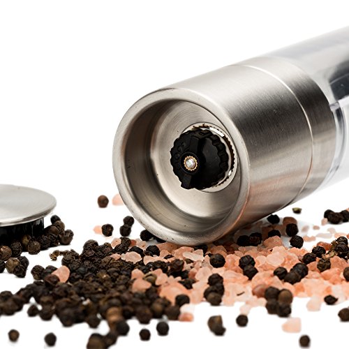 Salz- und Pfeffermühle 2-in-1 Set, Premium Gewürzmühle mit einstellbarem Edelstahl Schleifer, Doppelmühle Keramikmahlwerk - 6