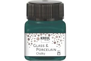 Kreul 16639 - Glass & Porcelain Chalky Cottage Green, 20 ml verre, doux - Peinture mate pour verre et porcelaine à base d'eau, séchage rapide, opaque