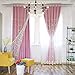 Produktbild F.lashes Vorhang Gardinen Blickdicht aus Voile mit Ösen 2er Set, Verdunkelungsvorhang Thermovorhang lichtdicht für Wohnzimmer Schlafzimmer Küche 140x175 cm Rosa