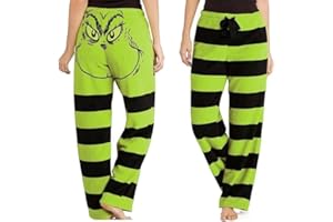 QWUVEDS Grinch hose Grinch Baumwolle Grinch Plus Size Hose für Damen, grünes Weihnachtsmann-Grinch-Kostüm, Damen-Pyjamahose, gestreifte Damen-Pyjamahose jogginghose damen cargohose damen 888