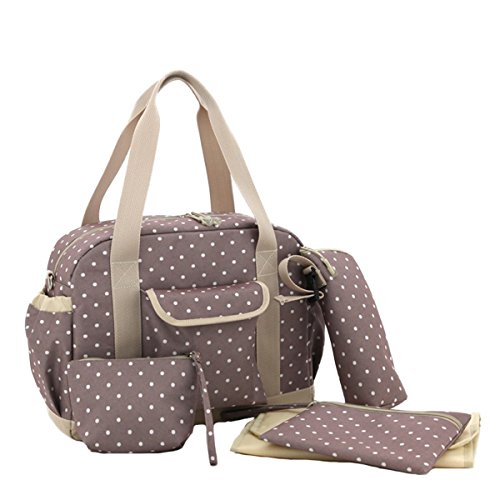 Moonwalk Polka Dot Baby Nappy Mummy Changing Diaper Tote Bag Outdoor Expectant Shoulder Handbag Satchel Khiki