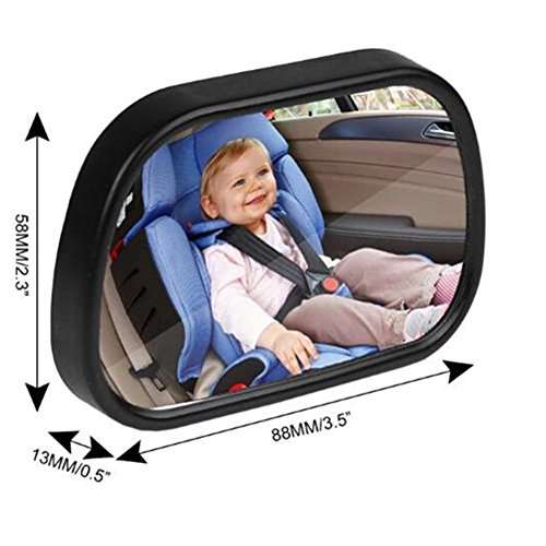 KOBWA Auto Baby Spiegel Einstellbare Rücksitzspiegel für Babys Im Reboard Kindersitz mit Saugnäpfe und Klammer (85×50mm) - 5