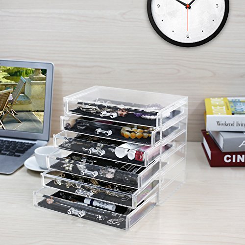 Femor Acryl Kosmetik Aufbewahrung Organizer Schubladen Standfächer (6 Schubladen) - 7