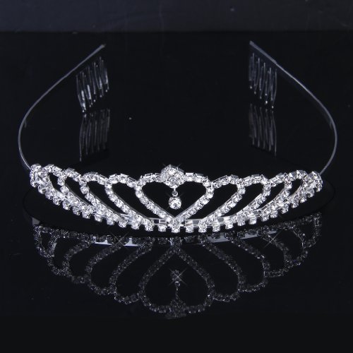 Krone Stilvolle Strass Prinzessin Stirnband Haarspange Diadem Hochzeit Braut Pin - 2