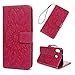 Produktbild Edauto Galaxy M20 Hülle, Case für Samsung Galaxy M20 HandyHülle Sonnenblume Leder Flipcase Schutzhülle Brieftasche Flipcover Tasche Ständer Magnetverschluss Kartenfach Handytasche Rose rot