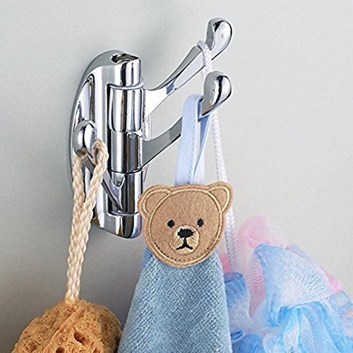 L&HM Schwenkbaren Haken Wall Mount, Handtuch haken Faltbar Swing Arm, Coat Haken drehbar Wand Befestigter mit Drei Faltbare Arm, Handtuch Hanger Wandhalterung für Badezimmer Küche Garage-Edelstahl - 4