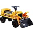 deAO 2-in-1 Ride on Toy Bulldozer Truck for Toddlers with Manual Forklift and Excavator Scoop, Horn and Additional Storage Se