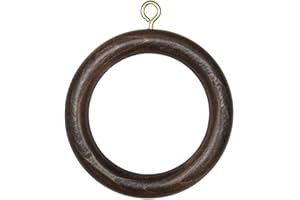 TENDAGGIMANIA Anelli per Tende in Legno con ganci tenda Colore: NOCE - 10 PEZZI Anelle Tende per Bastoni ∅35 MM - Diametro Esterno degli anelli tenda: 70 MM