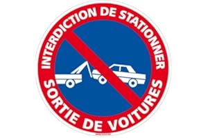 ADZIF.BIZ LE STICKER DE DECORATION Adhésif - Interdiction de Stationner Sortie de Voitures - Diamètre 250 mm - Protection Anti-UV