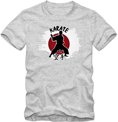 Karate T-Shirt | Men | Japan | Martial Arts | Shaolin | Judo | Kung-Fu | Teakwon-Do | Eastern | Sportshirt | ??, Colour:Grey Basic (Heather Grey Melange);Size:Medium