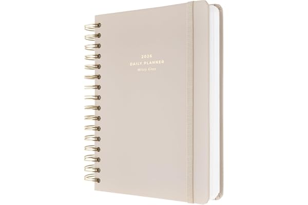 Kokonote Agenda 2026 Dia por Pagina A5 Misty Gray - Agenda diaria Anual mujer con Anillas - Incluye Pegatinas, Marcapáginas y Apartados funcionales