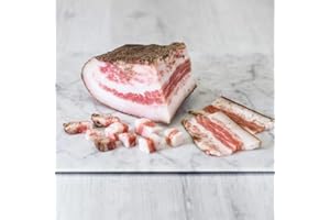 DONNA CALABRIA Guanciale Stagionato di Colonnata - Seasoned Pork Cheek of Colonnata (300g +/- | 10.58 oz) | Italian Artisan Food Gourmet Delicatessen | Made in Colonnata, Italy by Antica Larderia Mafalda