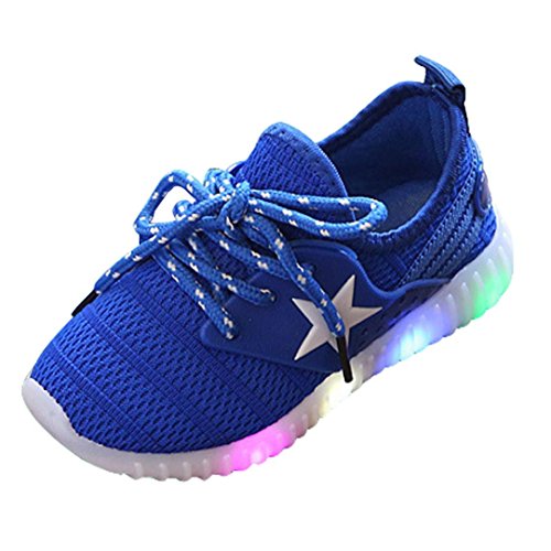 Preisvergleich Produktbild Kinder Sneaker, FEITONG Kleinkind Turnschuhe Stern Leuchtend Casual Bunte Lichter Schuhe Beiläufig Schuhe (34, Blau)