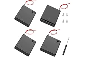 4 Sztuk 4 AA Uchwyty na Baterie z Przełącznikiem i Pokrywą, KUOQIY 4x 1.5V AA 6V Etui na Baterie z Włącznikiem/Wyłącznikiem i Wyprowadzeniami Przewodów i Osłoną, ze Śrubokrętami i Śrubami