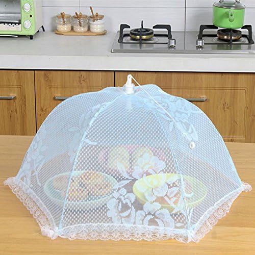 UKGOOD Ultra Large Size 【26 inches 2× PACK】 Kitchen BBQ Table Craft Round Mesh Screen Food Cover Stainless Steel Structure Foldable Collapsible Indoor or Outdoor Durable Lace Mesh Umbrella Domes Food Protector Cover