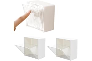 VIOLOTORIS 2 Pcs Cotton Bud Holder, Cotton Pad Holder, Swab Holder Vanity Bathroom Mini Wall Mounted Floss With Lid Home Storage