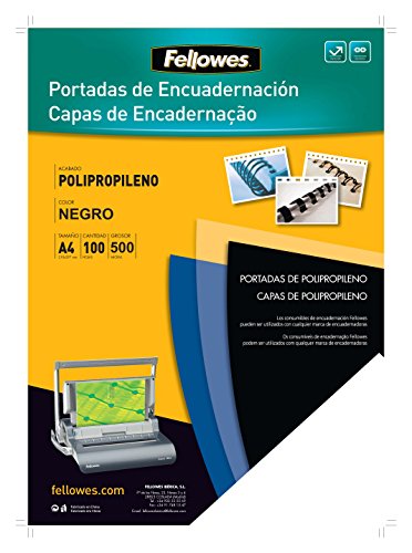 Fellowes 54772 - Portadas para encuadernar de polipropileno  A4  negro