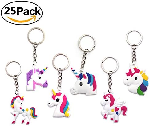 Kuishen 25 Pack Unicorn Keychains Key Ring Set Gifts For Kids Adults Party Favors