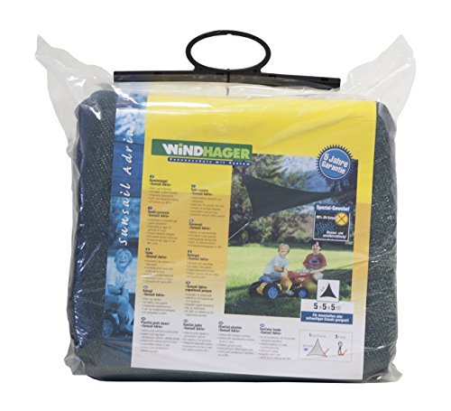 Windhager SunSail Sonnensegel 'ADRIA', 158 g/m², Dreieck, 5x5x5m, dunkelgrün