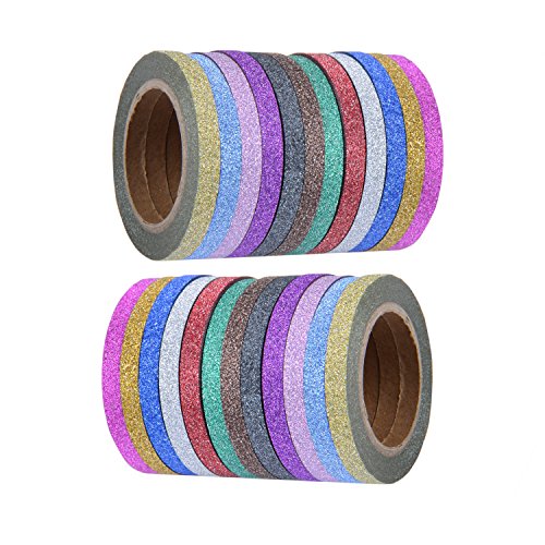 Outus 24 Stück Washi Band Handwerk Band Glitter Tapes Art Tapes Masking Tape für Kunst Handwerk und DIY, 12 Farben - 2