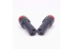 Othmro Lot de 2 clignotants LED rouges 220 V, montage sur panneau en plastique, longueur 48,5 mm, AD16-16SM 16 mm