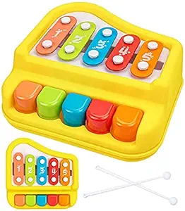 Shivaaro 2 in 1 Xylophone and Piano Toy with Colorful Keys for Toddlers and Kids, (Multi Color)