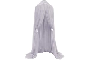 PROKTH Ciel de lit pour bebe fille garçon Maison de jeux, Moustiquaire pour lit enfants jouant/lecture, filet pour rideaux en forme de dôme Moustiquaire ciel de lit Tente de lit Gris