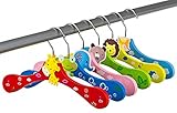 Kinder Kleiderbügel aus Holz, 6er Set, Tiermotive, bunt