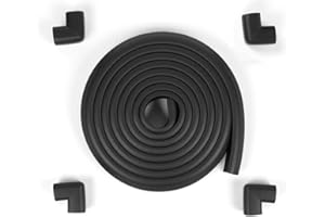 Lingyou pavilion，Baby Safety Corner Protector Edge, Double-Sided Adhesive Foam Protective Strip, 6.5 Ft /2 M Edge with 4 Corner Protector Covers (Black [2m Crash Strip+4 Corners])