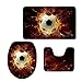 Produktbild Sweet grape 3 Piece Bath Rug Set Fire Soccer Non-Slip Toilet Floor Rug Contour Mat Lid Top Cover