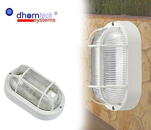 Plafoniera applique ovale griglia tartaruga bianca campana in vetro E27 Dhomteck. MWS