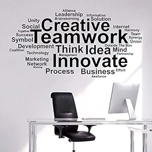 StickMe Team Work - Typography - Office - Inspirational - Motivational - Quotes - Wall Sticker  -SM616 (Multi Colour, Vinyl - 130cm X 70 cm )