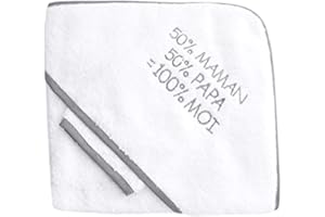 NISSANOU ® Fabriquer en EUROPE Serviette Cap Sortie de bain bébé idée cadeau naissance bébé maternité gris (BLANC100)