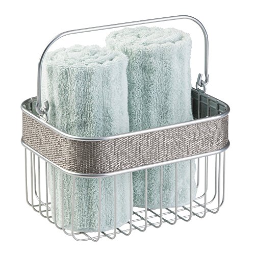 InterDesign Twillo Aufbewahrungskorb für Bad, Küche & Co | rostfreier Badorganizer für Kosmetik und Pflegeprodukte | dekorativer Regalkorb mit Kunststoffakzenten | Metall silber - 3