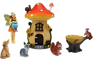 ZUHK Fairy Garden Houses,Miniature Fairy Gnome Home Window Door and Micro Resin Fairy Mushroom fit for Tree Statues Tree Yard and Fairy Garden Sculpture Outdoor Decor Accessories (Squirrel)