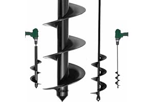 LYFETC Garden Auger Drill Bit 2 piece - Extra Large 4x42+9x40cm Spiral Planting Auger for Hex Driver Drill, Garden Post Hole Digger for Planting Bulbs Seedlings