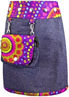 SUNSA Girls skirt jeans skirt mini skirt wrap skirt reversible skirt summer skirt made of cotton ans jeans, 3 in 1, adjustable size with a free gift