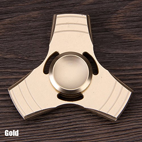KNOWSTAR Aluminum Alloy Hand Spinner Tri Fidget Ceramic Desk Focus Toys EDC Finger Games,Gold